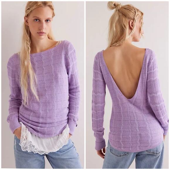 Free People Sweaters - NWT FREE PEOPLE Jaimie Pullover Sweater Sugared Violet Sz M